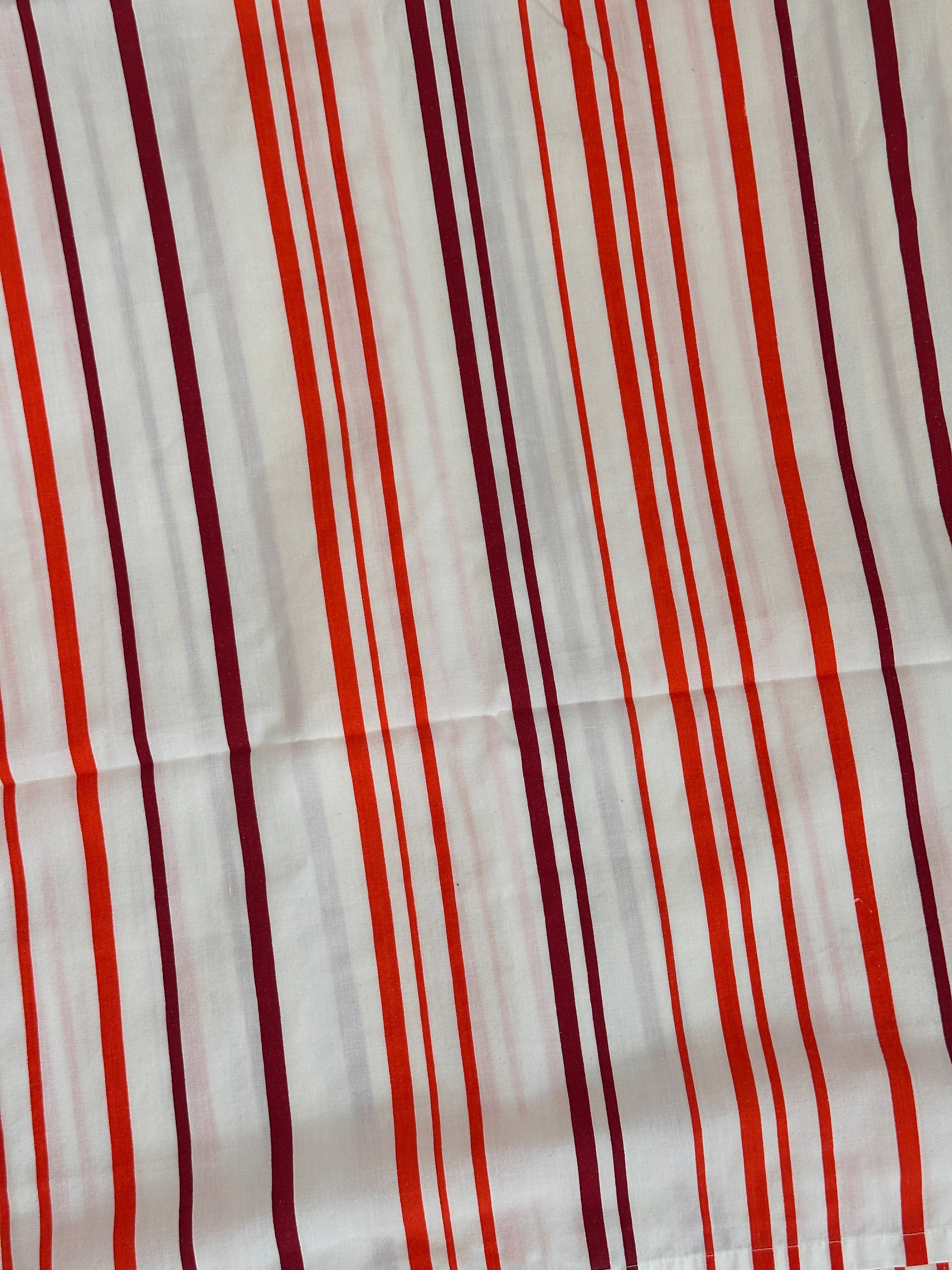 Orange + Maroon Stripe - Vintage Fabric - Size: 80"x88"