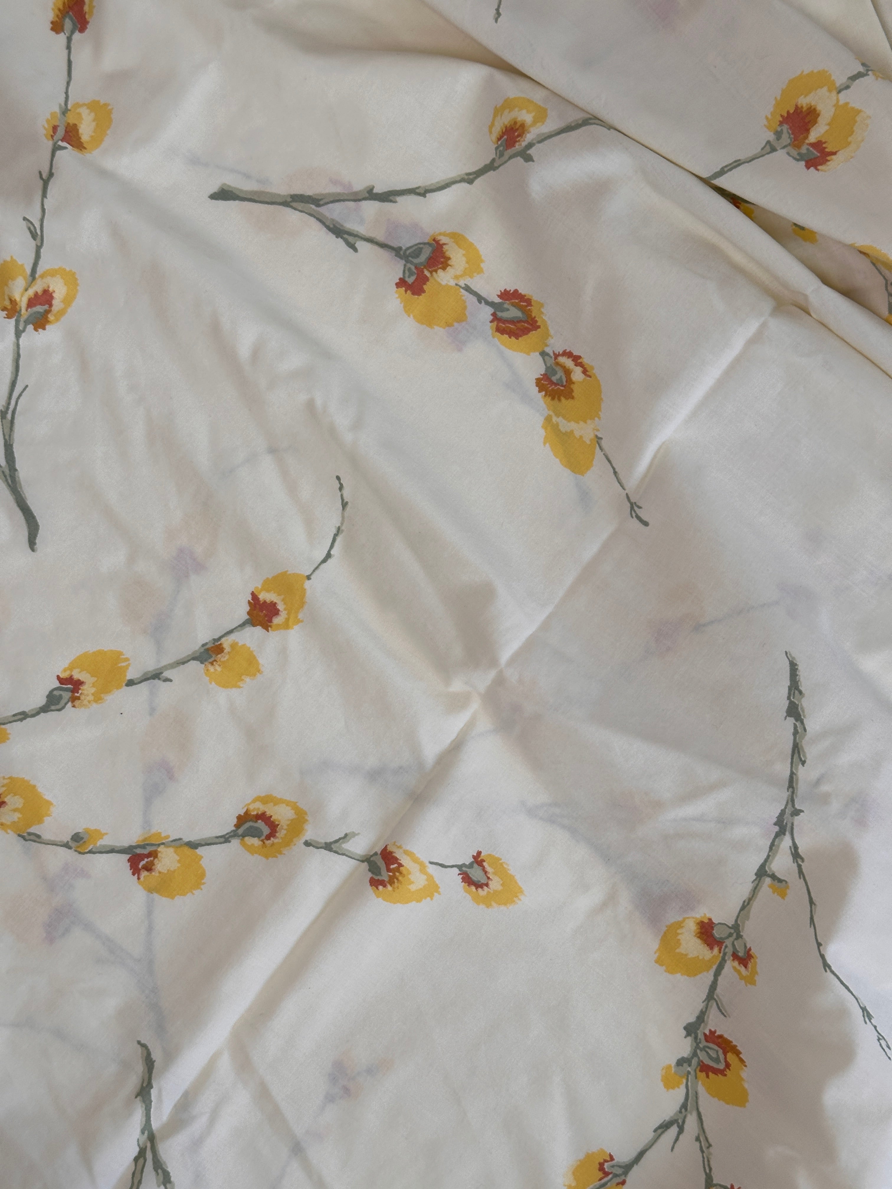Yellow Buds - Vintage Fabric - Size: Double Flat + Fitted