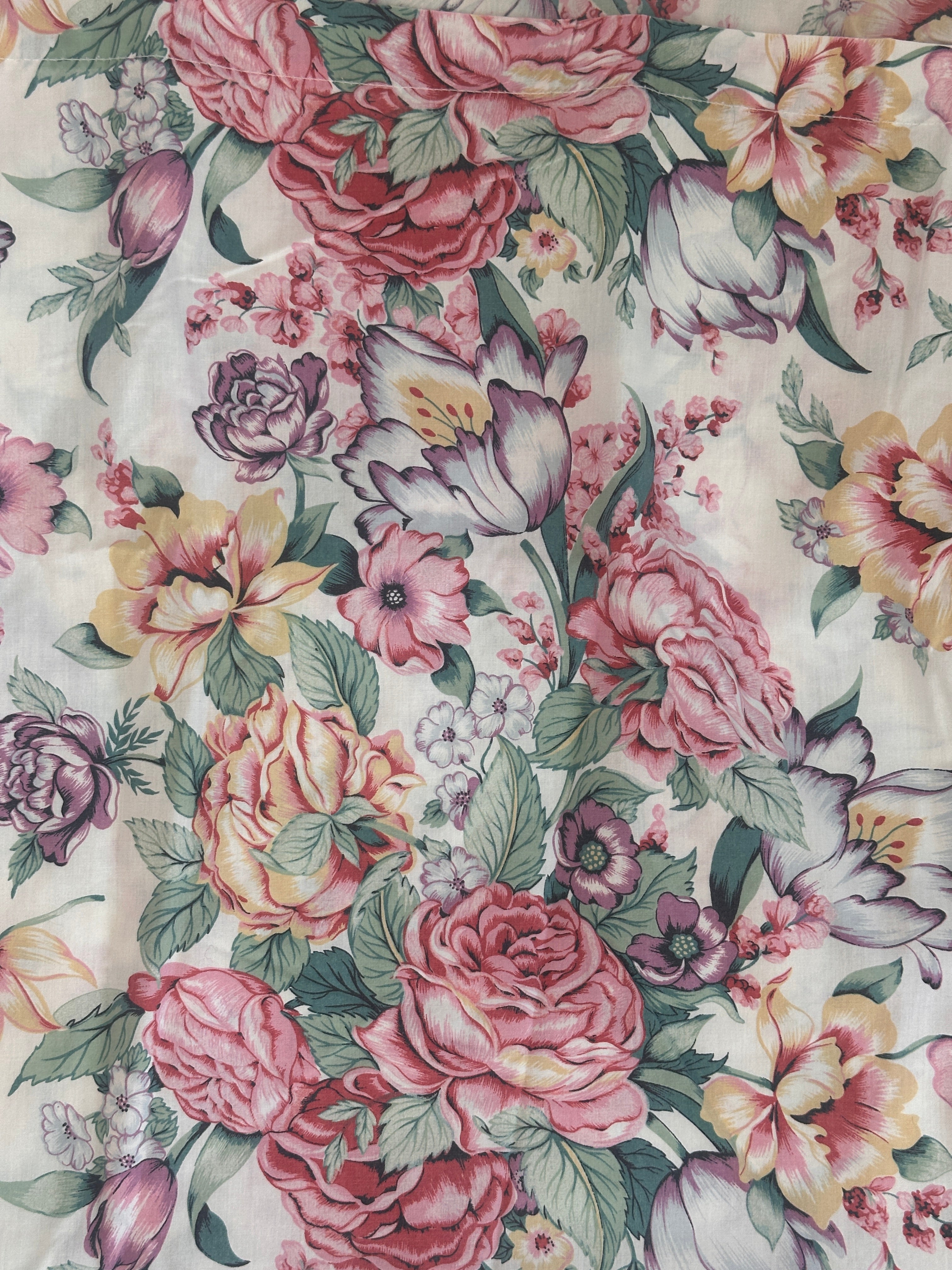Pink Floral 4 - Vintage Fabric - Size: 84"x92"
