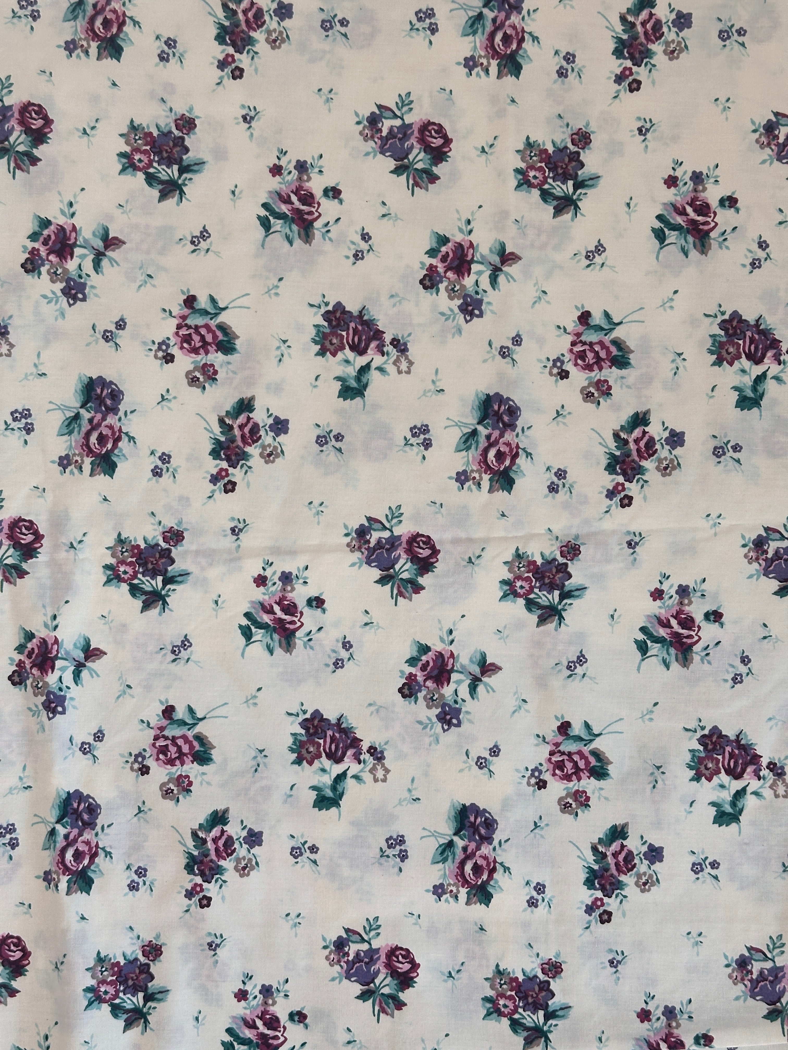 Purple Floral - Vintage Fabric - Size: 84"x100"