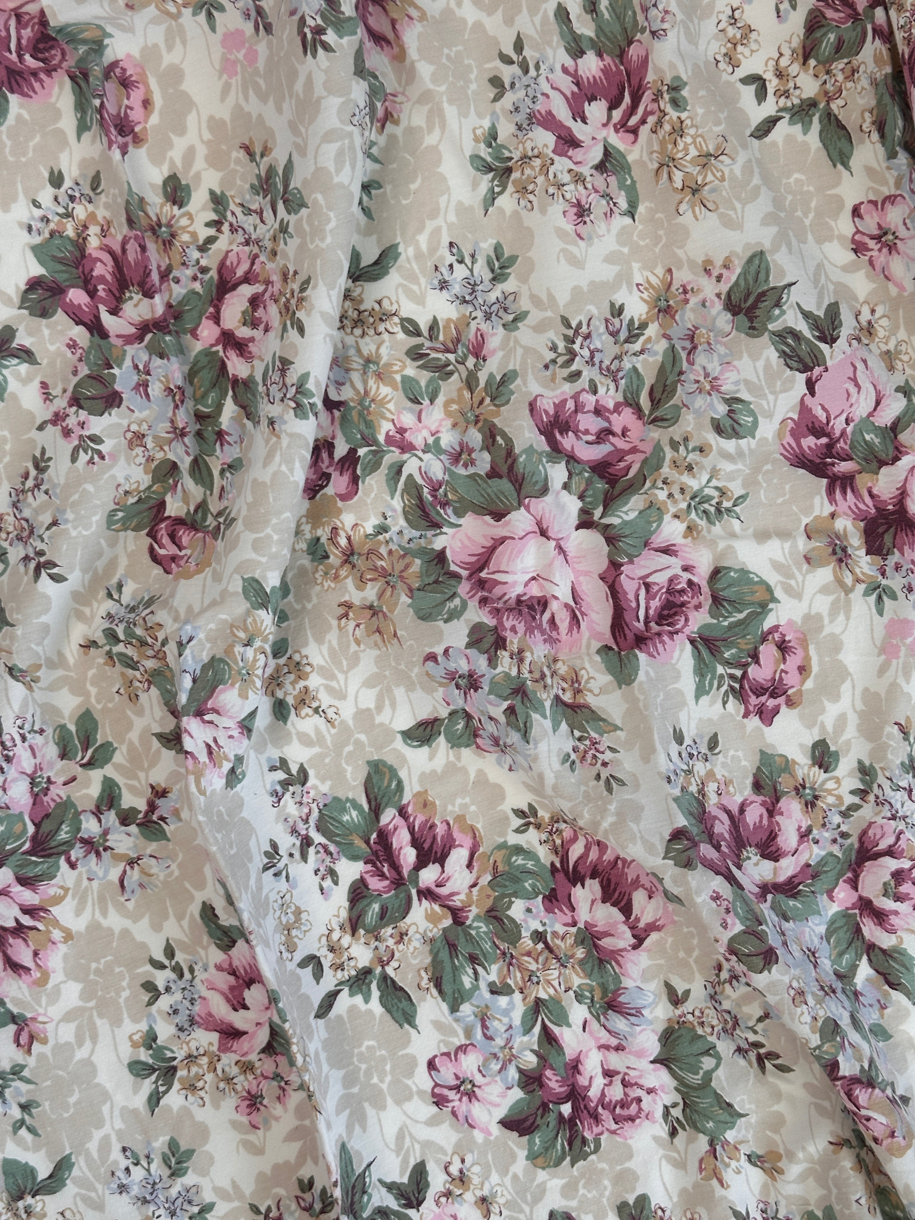 Fall Floral 12 - Vintage Fabric - Size: 60"x82"